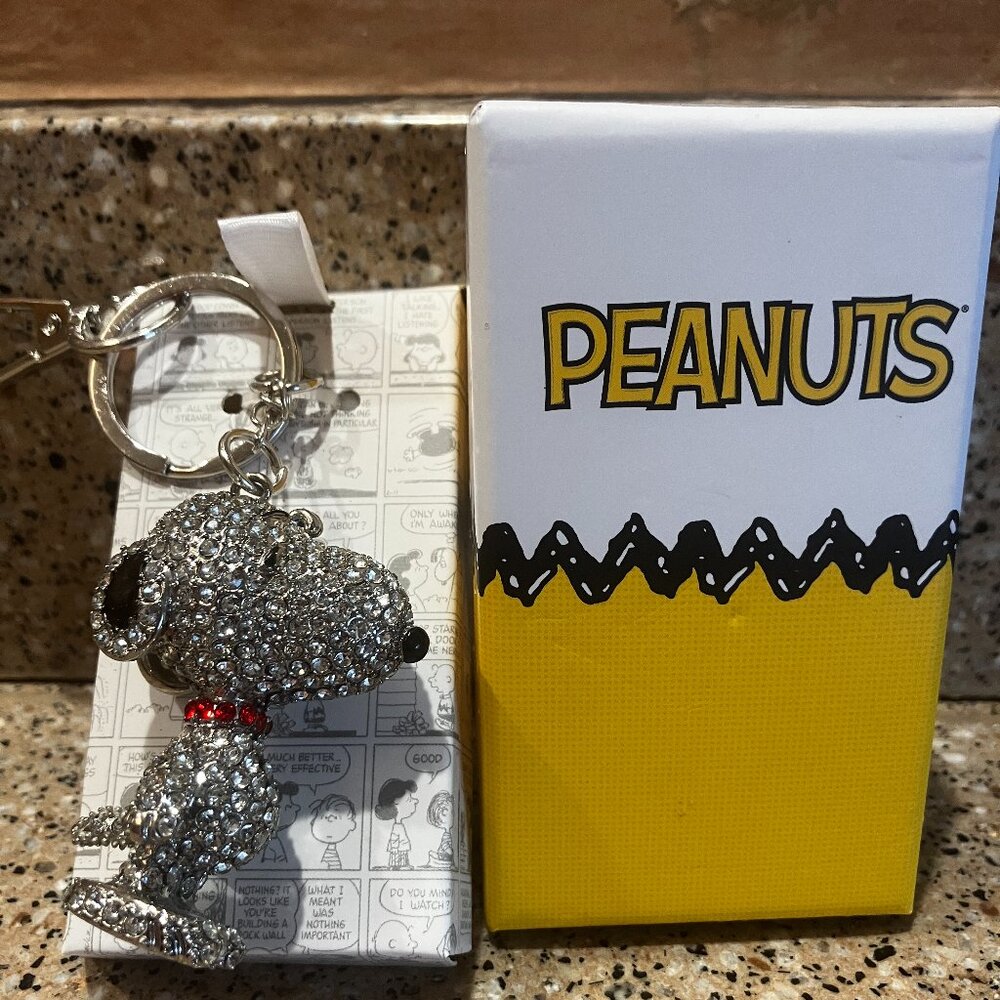 Peanuts Snoopy Bag Keychain Rhinestone!! NIB!!